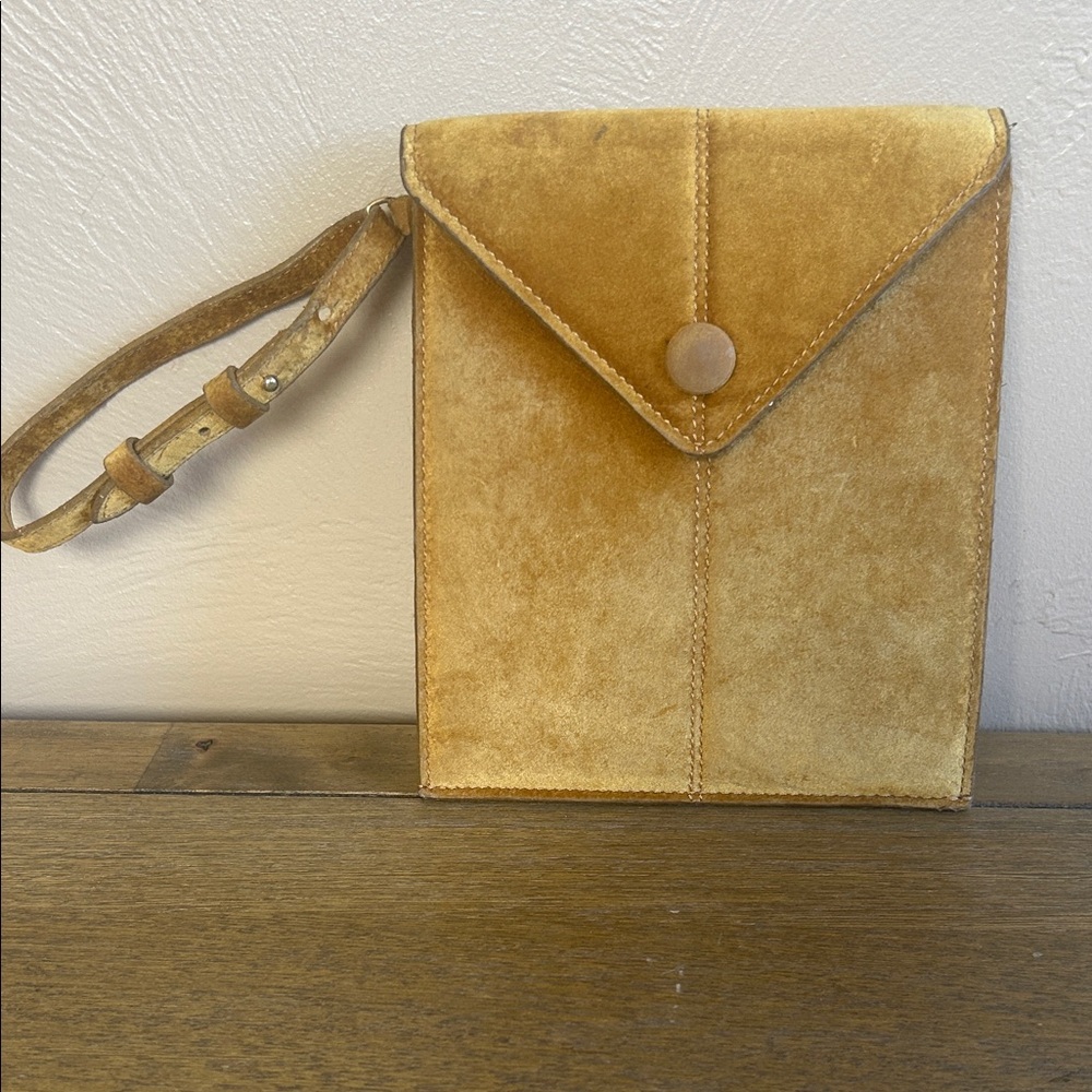 Nanushka Vintage “Tove” Tan Suede Women's Envelope Clutch Bag.